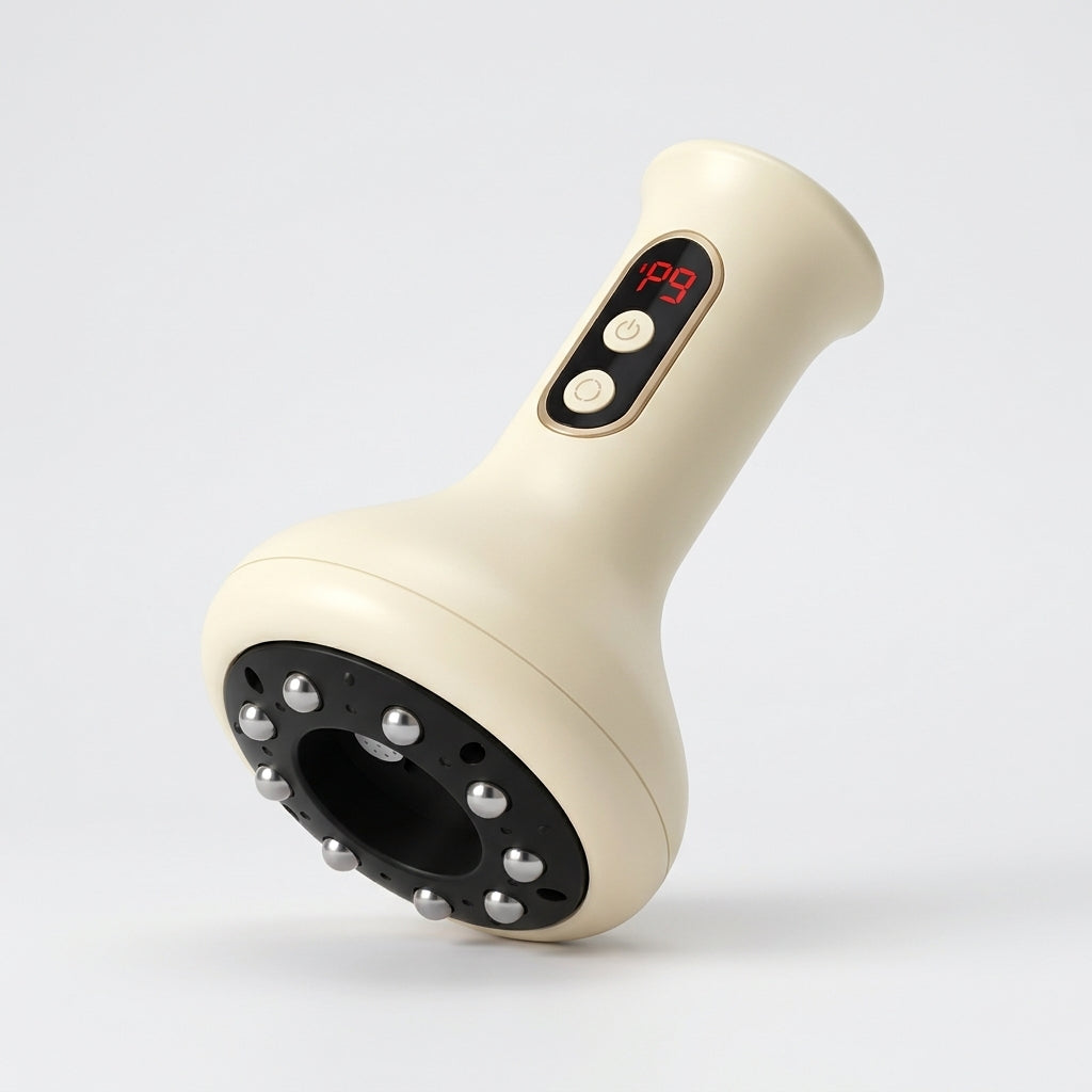 Crown Vacuum Cupping and Heat Massager at a three-quarter angle, showing the suction chamber and massage nodes